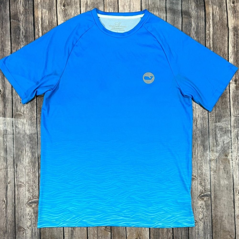 Vineyard Vines Performance Stretch Crew Neck Short Sleeve Shirt Small Blue Mens